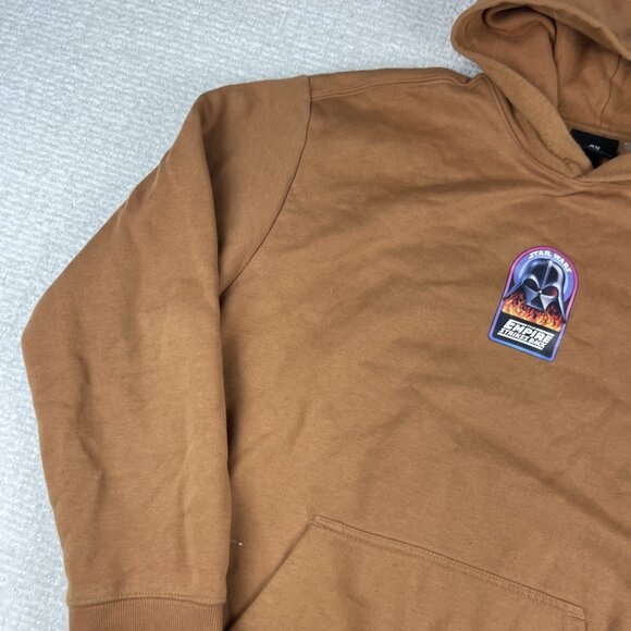 Star Wars Hoodie Large Empire Strikes Back HM Yoda Brown Pockets Pullover Mens - Picture 10 of 16